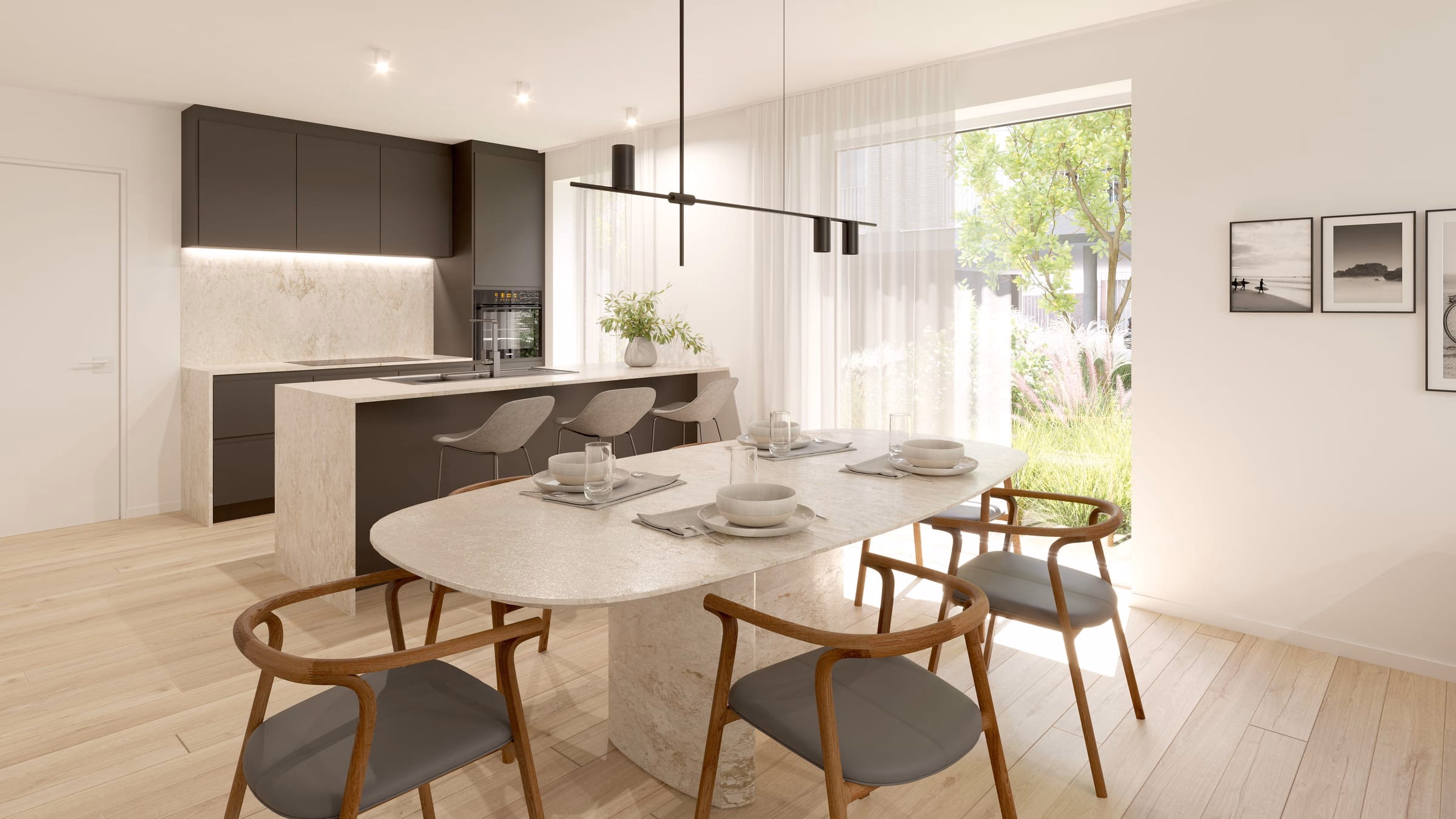 Keuken met eettafel in een stadswoning