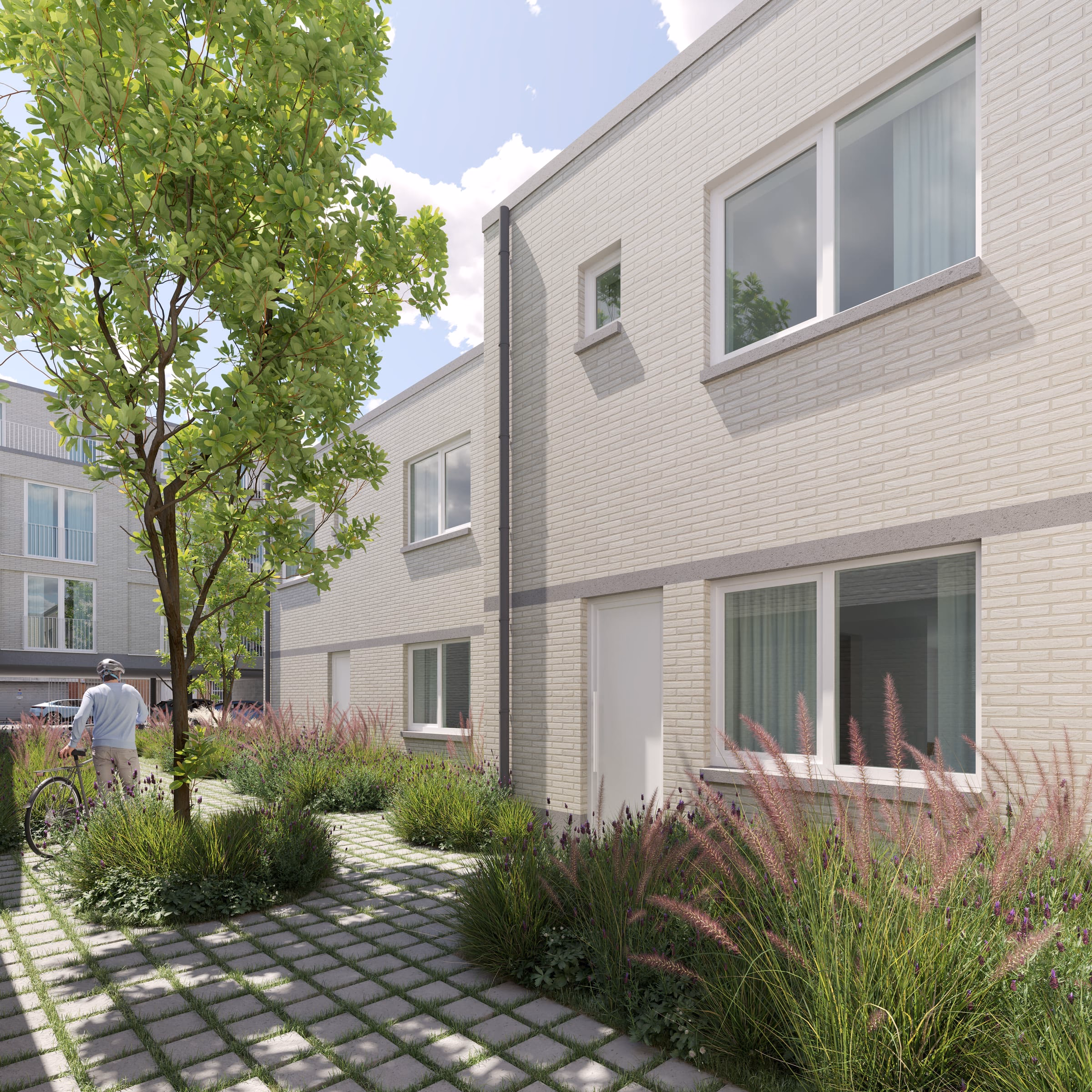 Stadswoningen aan de gemeenschappelijke tuin